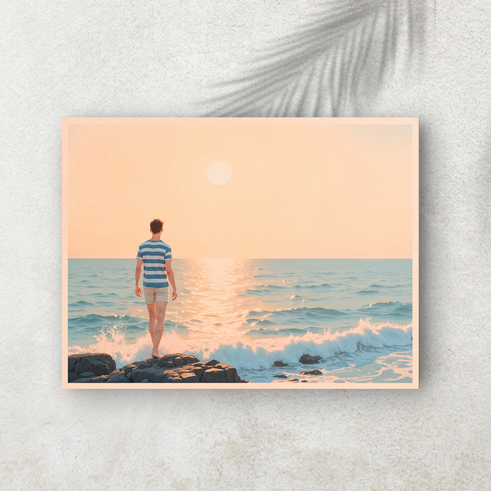 Face à l’Horizon – Affiche Océan & Coucher de Soleil