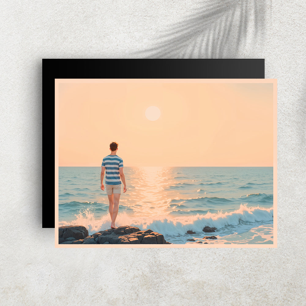 Face à l’Horizon – Affiche Océan & Coucher de Soleil