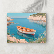 Quiet Bay – Affiche Crique & Barque Méditerranéenne