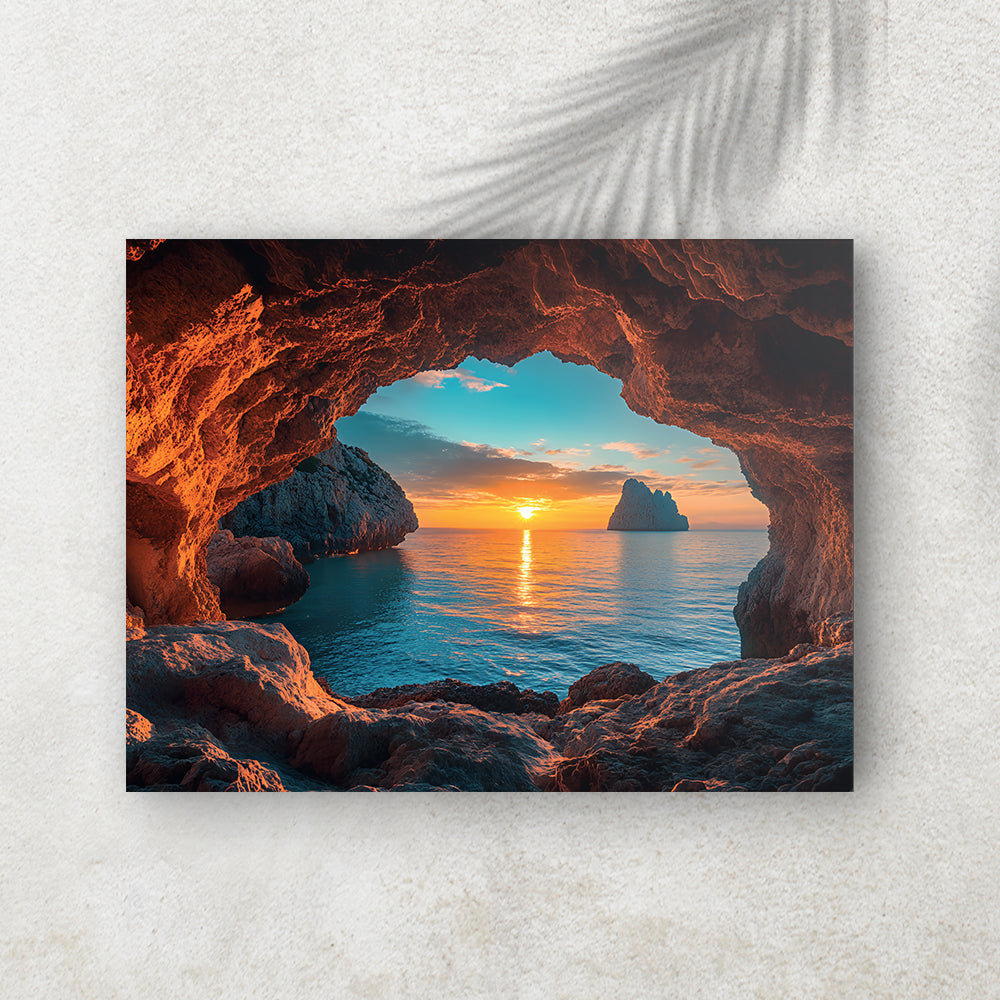 Secret Cove – Affiche Grotte Marine & Coucher de Soleil