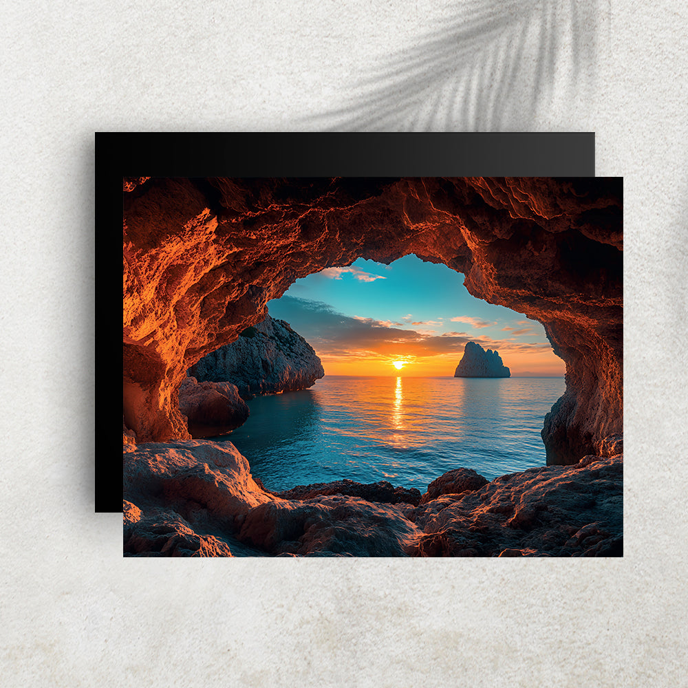 Secret Cove – Affiche Grotte Marine & Coucher de Soleil