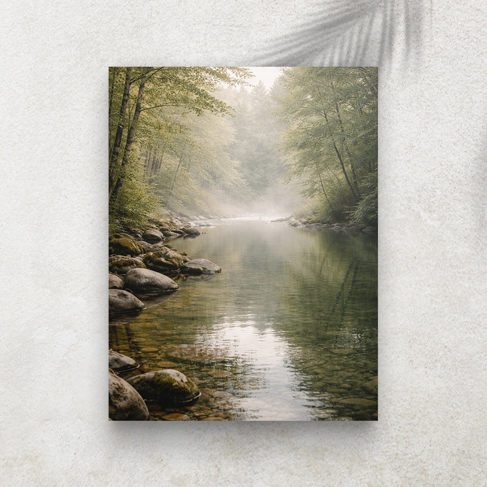 Rivière Paisible en Forêt – Tableau Paysage Nature et Zen