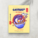 Catfished & Chill – Affiche Poisson-Chat, Ramen Japonais & Humour