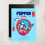 Flipper Bowl – Affiche Dauphin, Ramen Japonais & Humour