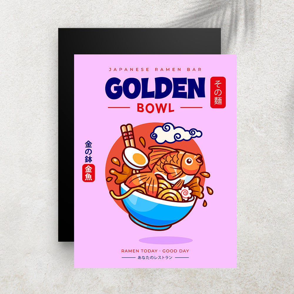 Golden Bowl – Affiche Poisson Rouge, Ramen Japonais & Humour