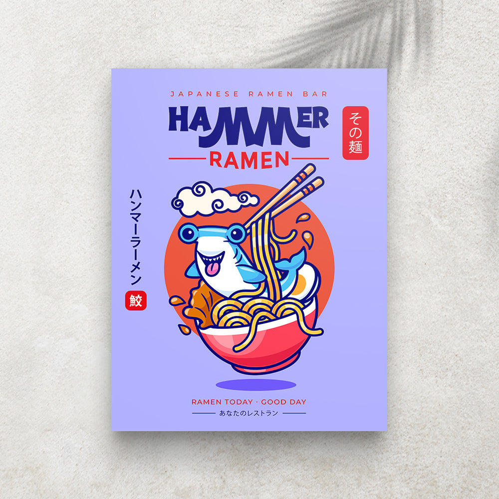 Hammer Ramen – Affiche Requin-Marteau, Ramen Japonais & Humour