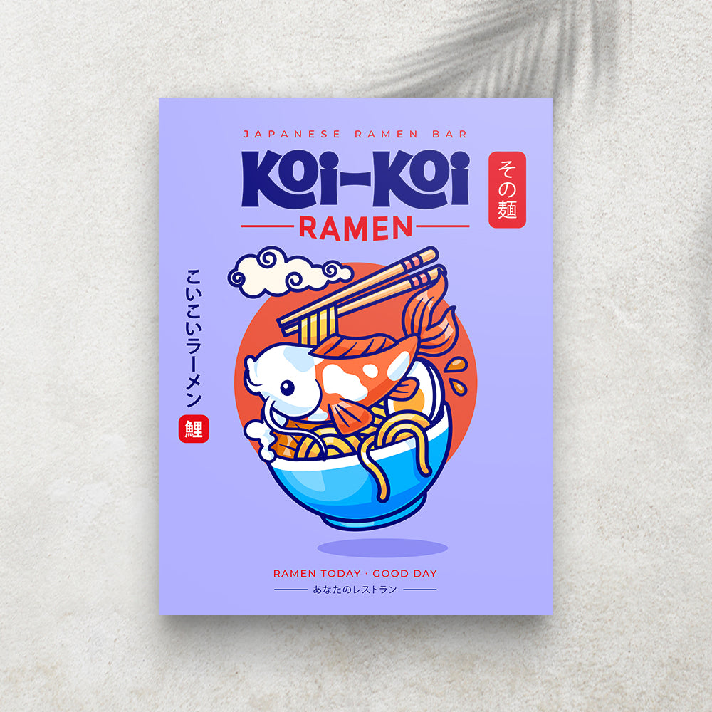 Koi-Koi Ramen – Affiche Carpe Koï, Ramen Japonais & Humour