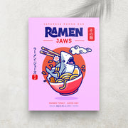 Ramen Jaws – Affiche Requin, Ramen Japonais & Humour