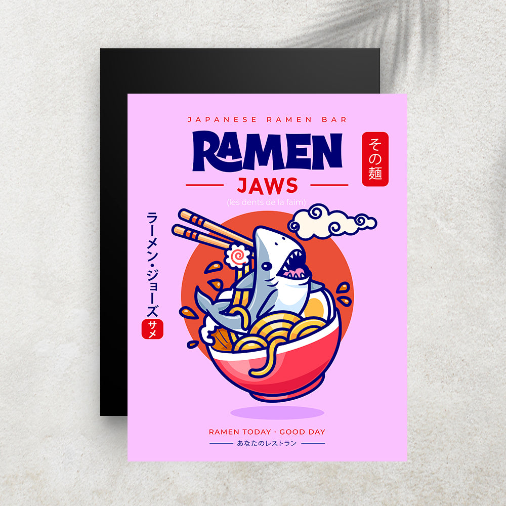 Ramen Jaws – Affiche Requin, Ramen Japonais & Humour