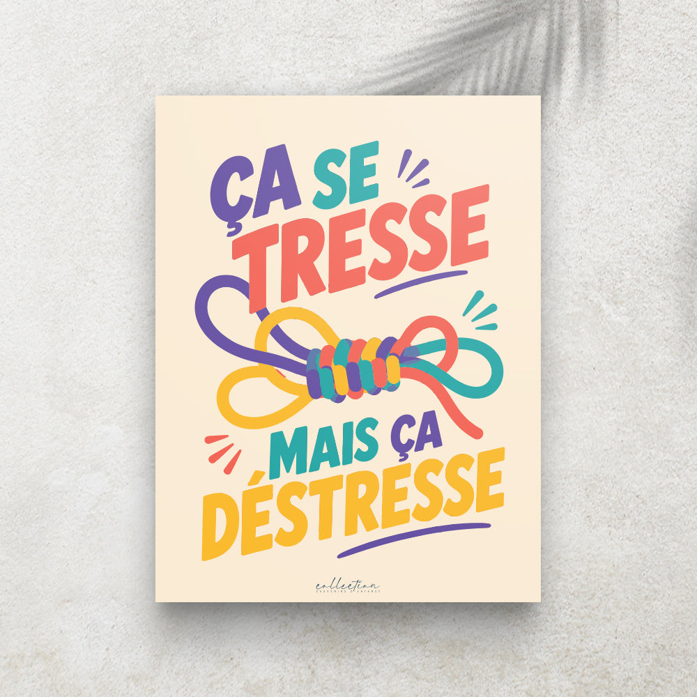 Ça se tresse, mais ça déstresse – Affiche Rétro Scoubidou
