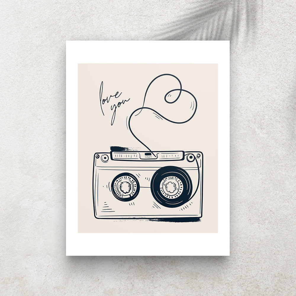 Love You – Affiche Rétro Cassette Audio