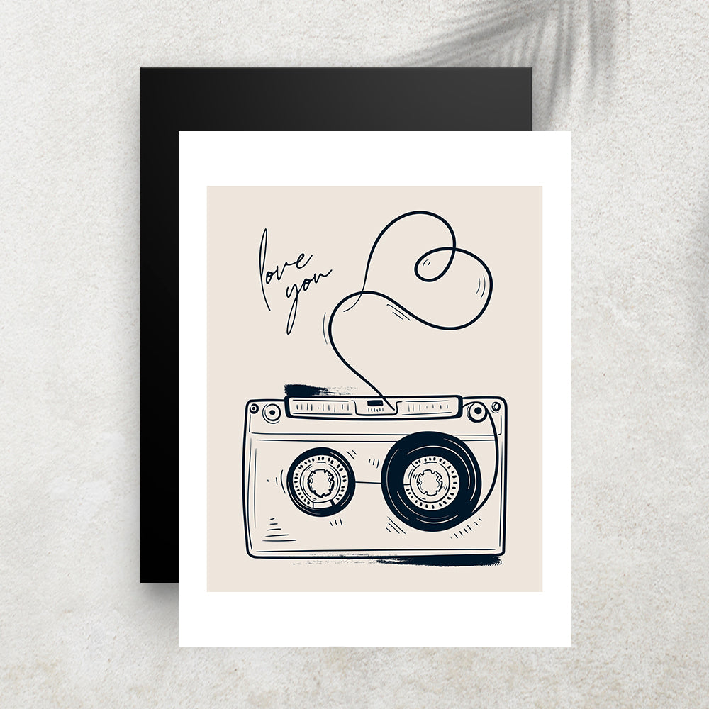 Love You – Affiche Rétro Cassette Audio