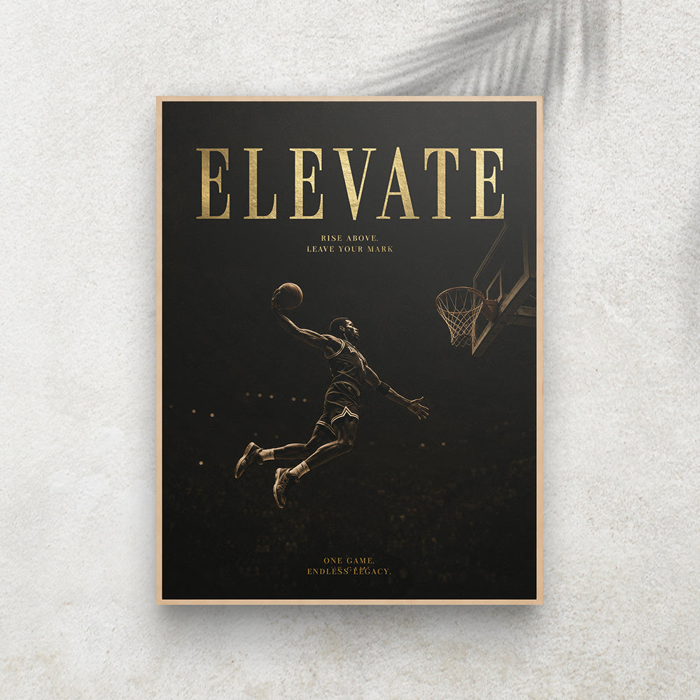 Elevate – Affiche Basketball Vintage Premium