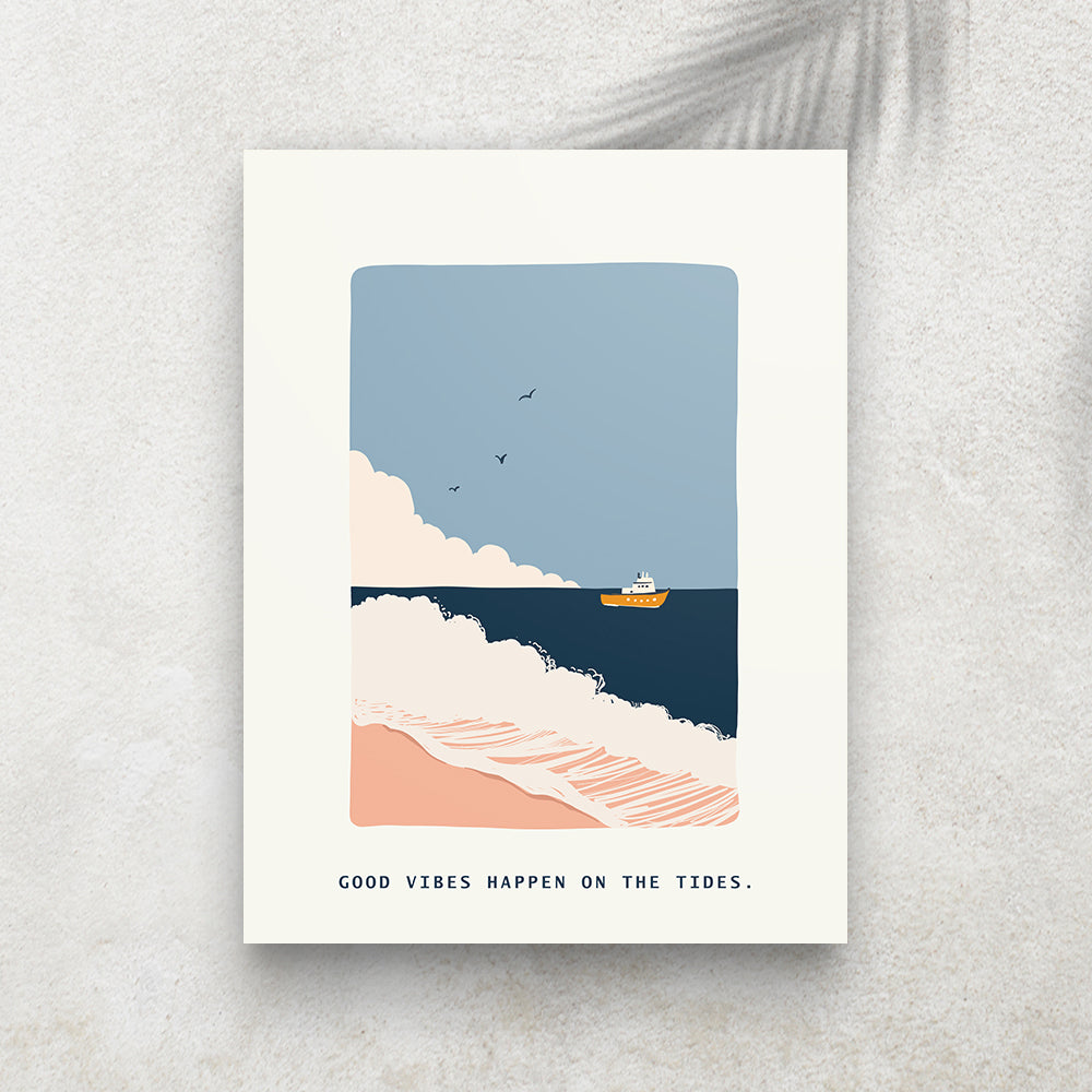 Good Vibes – Affiche Minimaliste Bord de Mer