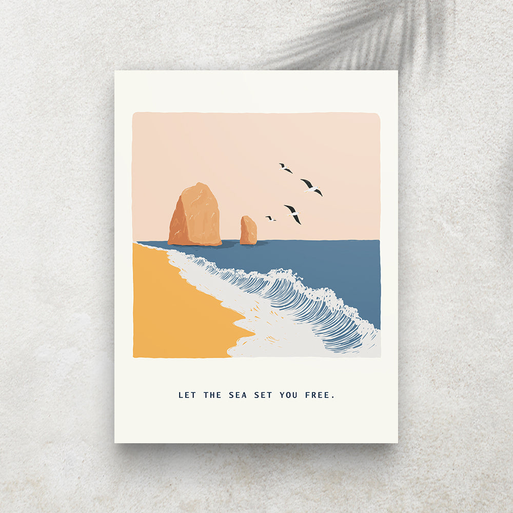 Let The Sea Set You Free – Affiche Minimaliste Bord de Mer