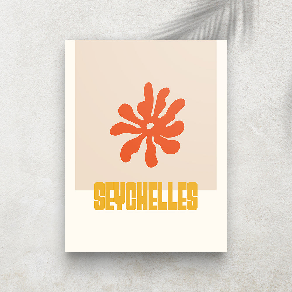 Seychelles – Affiche Minimaliste Tropicale