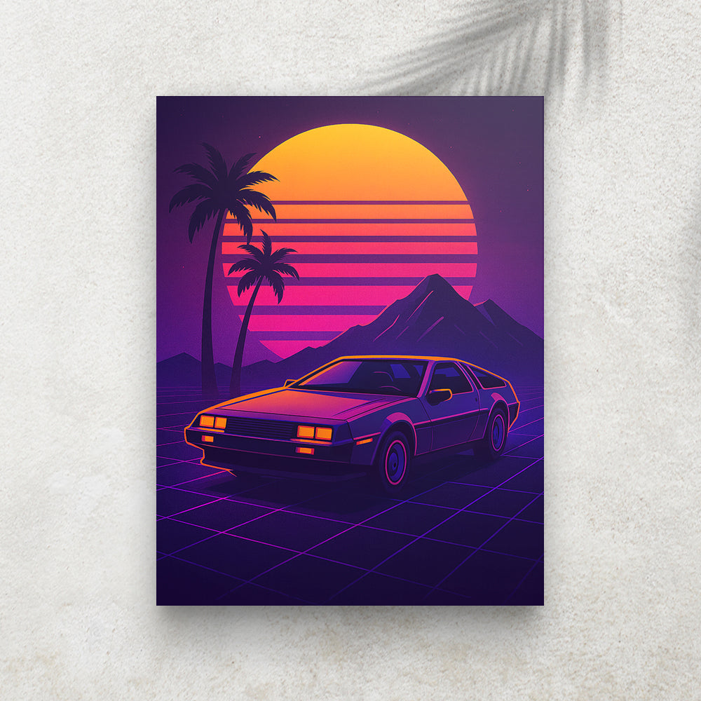 Neon Retro Car – Tableau Rétro Futuriste