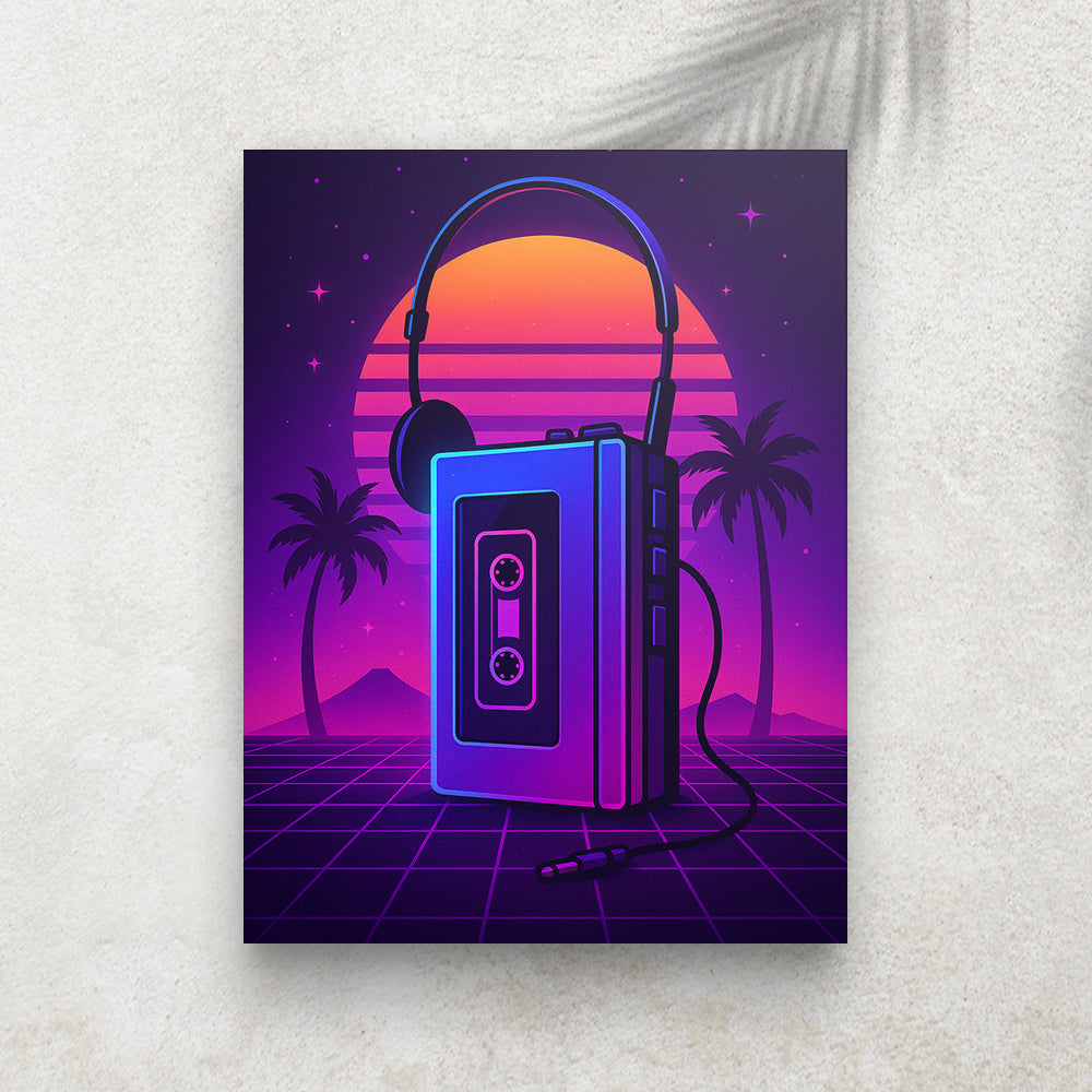 Neon Walkman – Tableau Rétro Futuriste