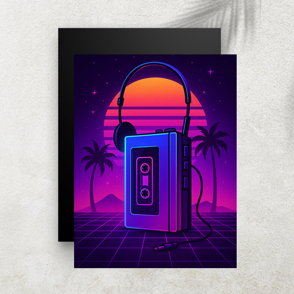 Neon Walkman – Tableau Rétro Futuriste