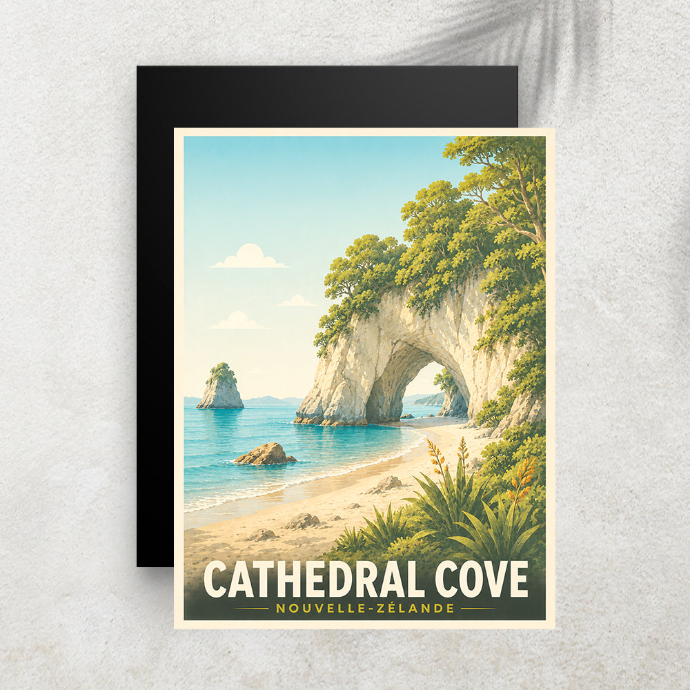 Cathedral Cove – Affiche Vintage Cinéma & Voyage