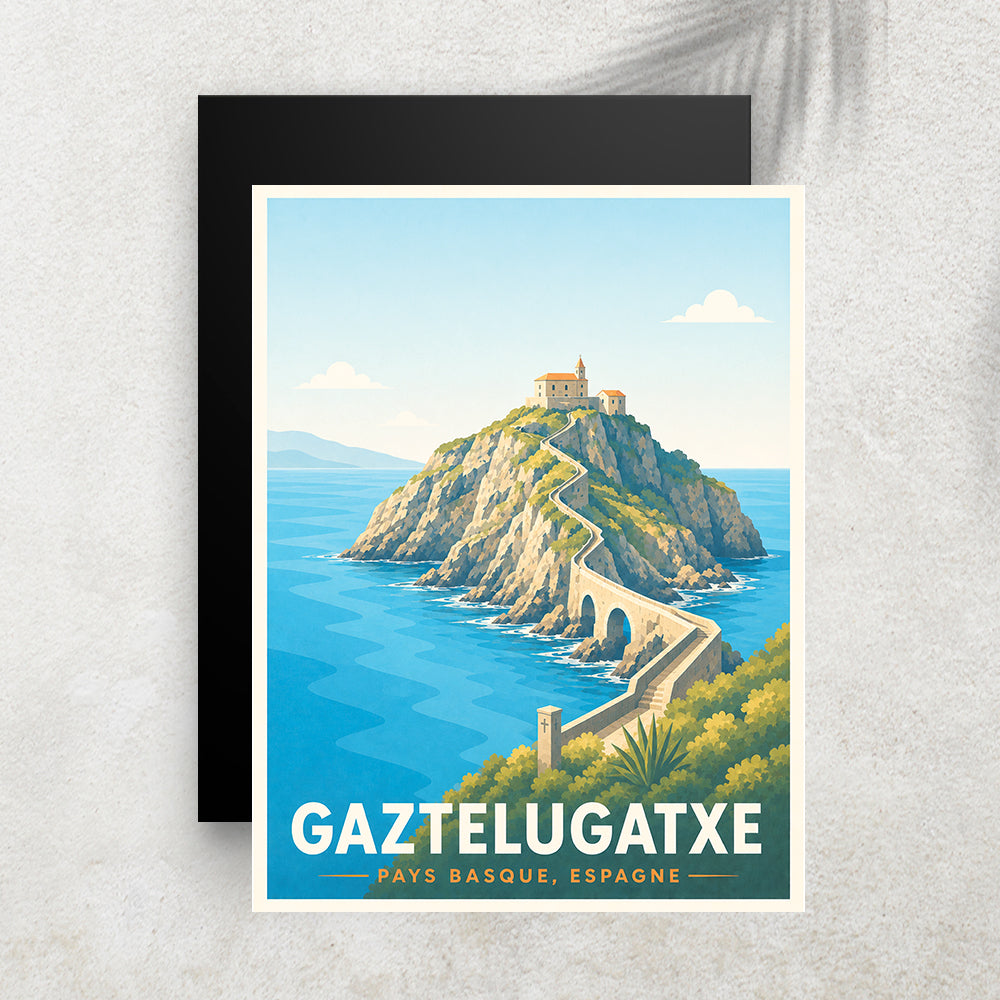 Gaztelugatxe – Affiche Vintage Cinéma & Voyage