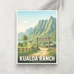 Kualoa Ranch – Affiche Vintage Cinéma & Voyage