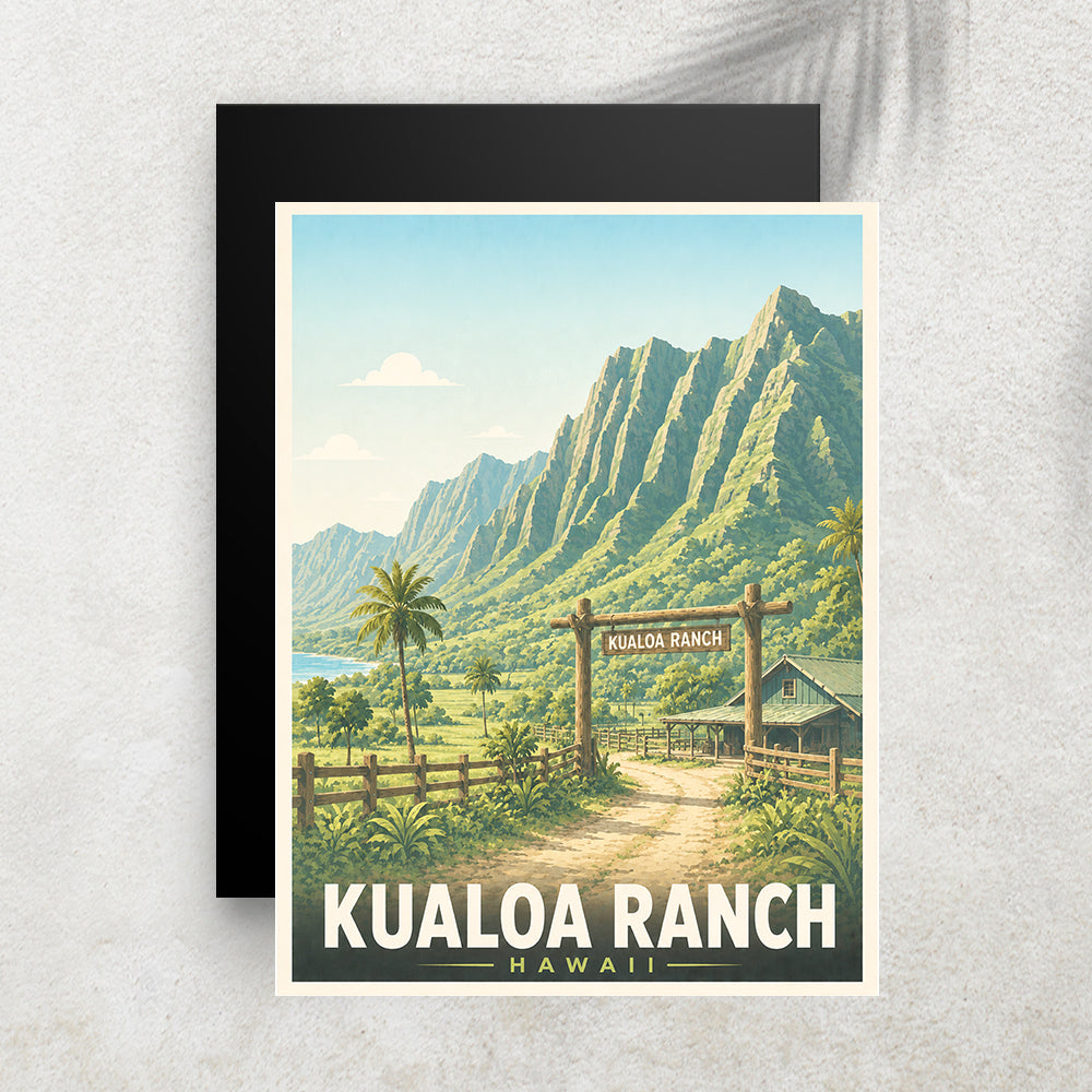 Kualoa Ranch – Affiche Vintage Cinéma & Voyage