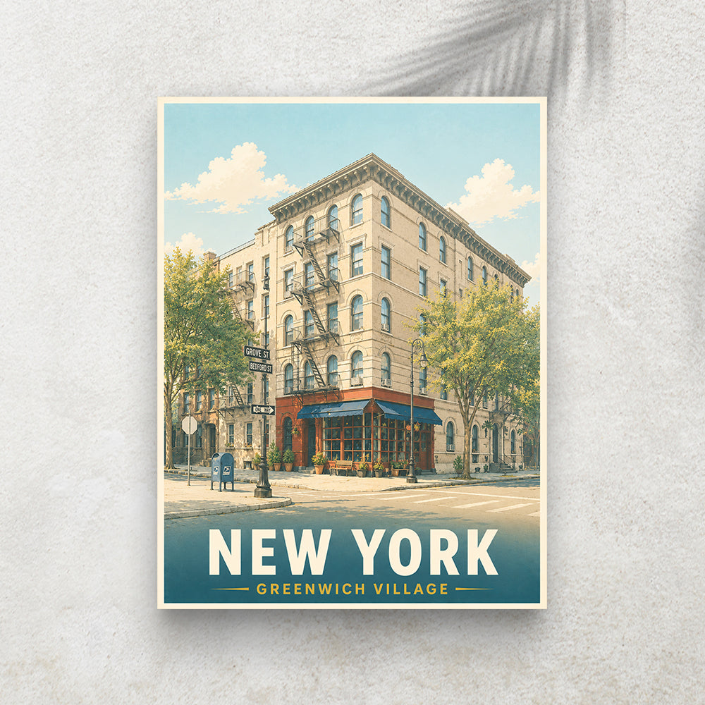 Greenwich Village – Affiche Vintage Cinéma & Voyage