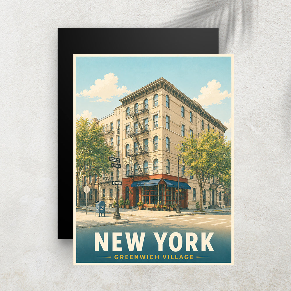 Greenwich Village – Affiche Vintage Cinéma & Voyage