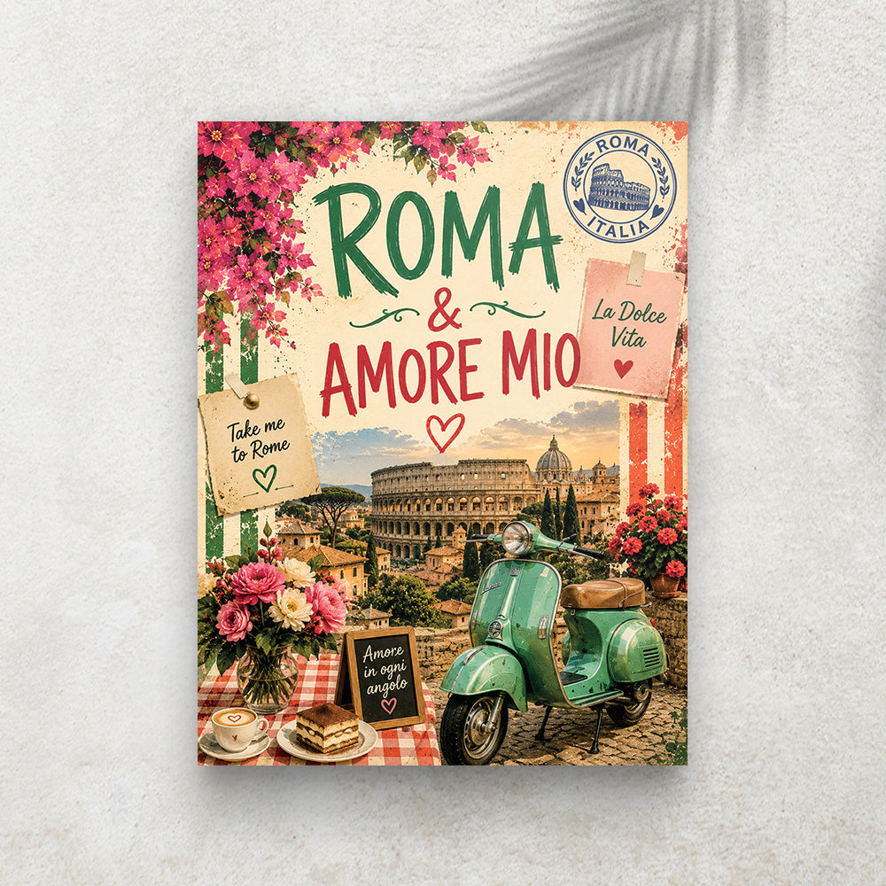 Roma & Amore Mio – Affiche Vintage Dolce Vita