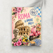 Roma & Amore Mio Rose – Affiche Vintage Dolce Vita