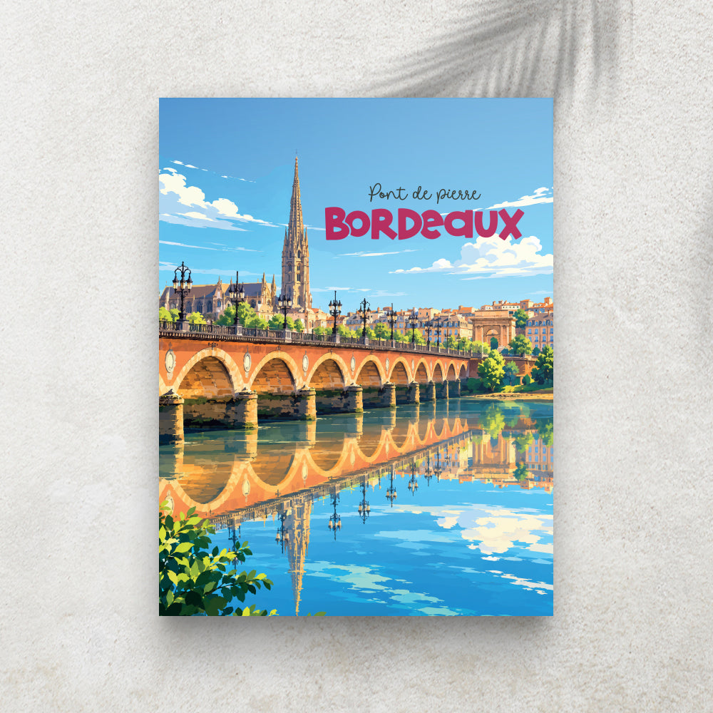 Pont de Pierre - Affiche Ville Minimaliste
