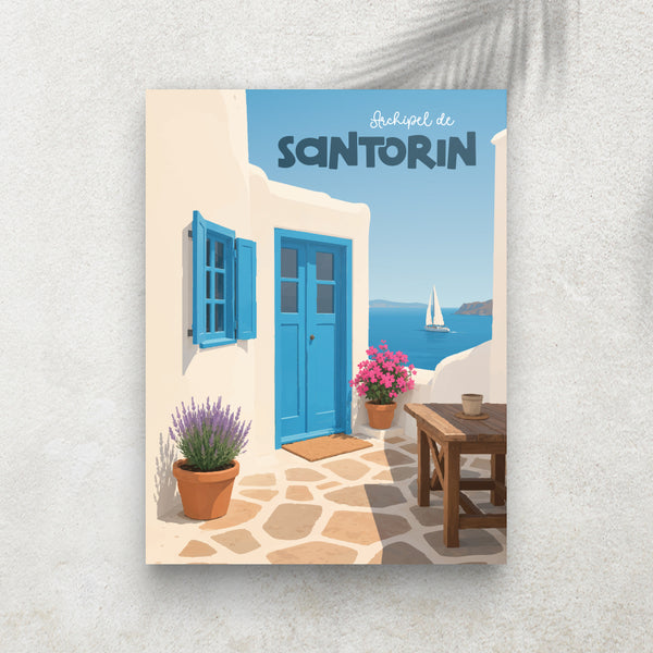 Archipel de Santorin - Affiche Ville Minimaliste