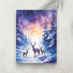 Cerfs dans la Forêt Enneigée – Affiche Hiver