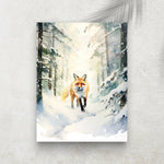 Renard dans la Forêt Enneigée – Affiche Hiver