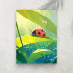 Coccinelle sous la rosée