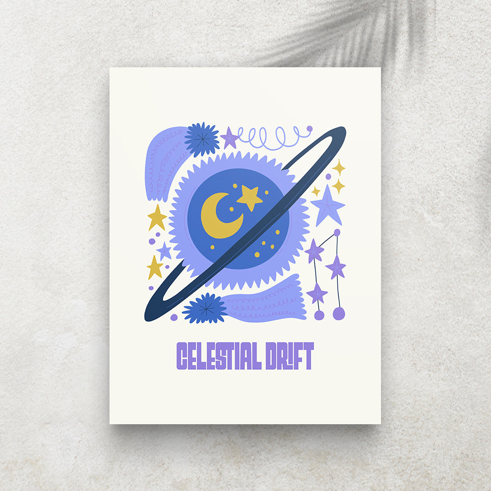 Celestial Drift – Affiche Espace Minimaliste