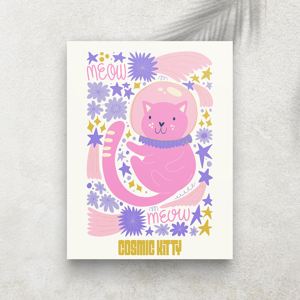 Cosmic Kitty – Affiche Espace Minimaliste