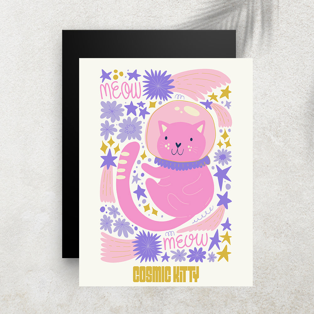 Cosmic Kitty – Affiche Espace Minimaliste