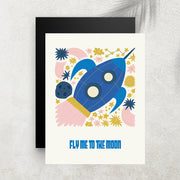 Fly Me to the Moon – Affiche Espace Minimaliste