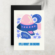 Little Rocket, Big Dreams – Affiche Espace Minimaliste