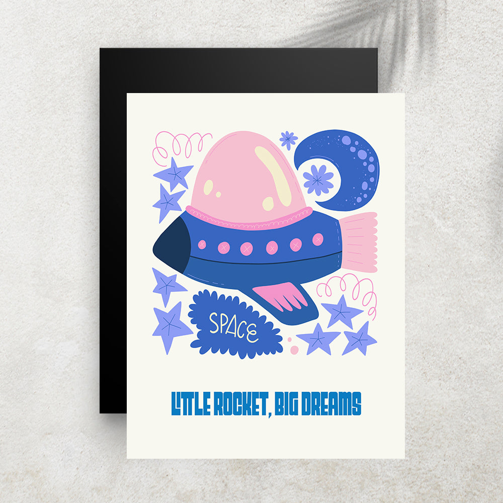 Little Rocket, Big Dreams – Affiche Espace Minimaliste
