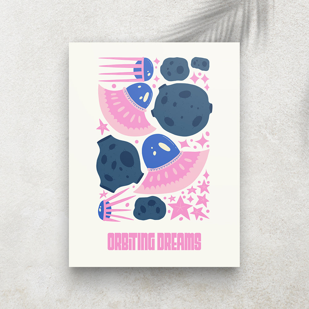 Orbiting Dreams – Affiche Espace Minimaliste