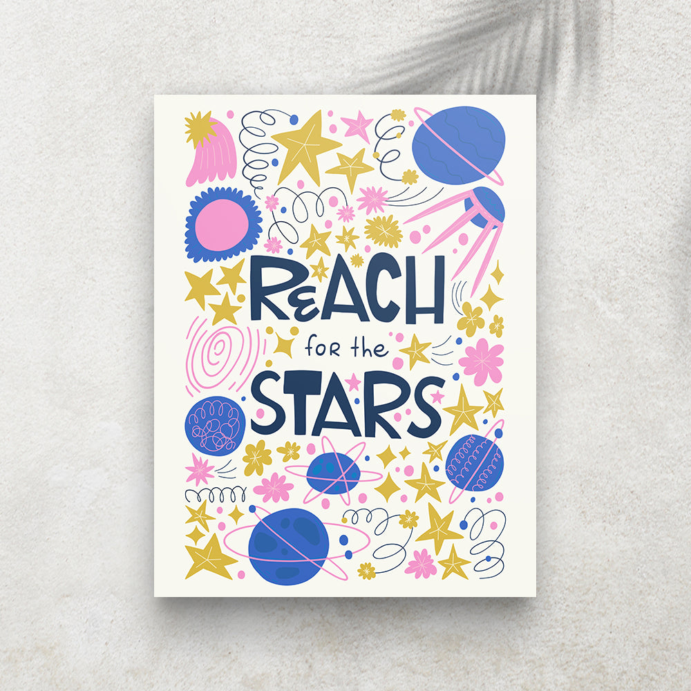 Reach for the Stars – Affiche Espace Minimaliste