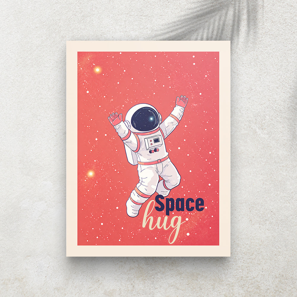 Space Hug – Affiche Astronaute Vintage